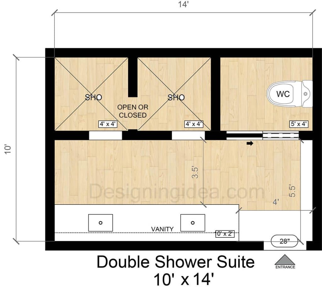 Master Bathroom Floor Plans With Walk-In Shower And No Tub