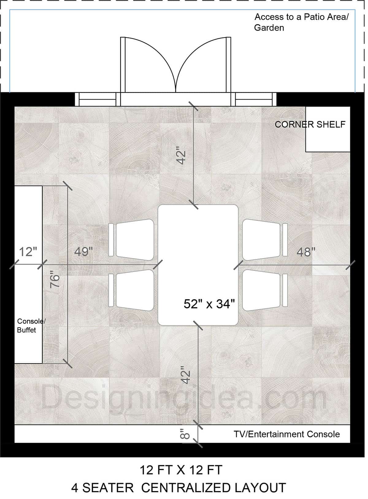 4-Seat Dining Table With Central Layout