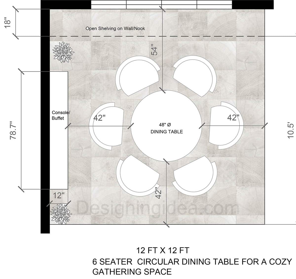 6–Seat Circular Table Floor Plan for a Cozy Gathering 