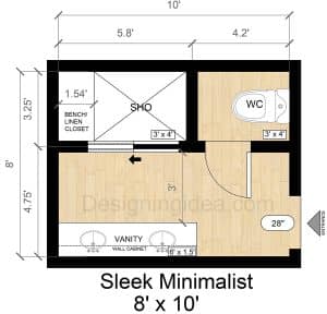 Master Bathroom Floor Plans With Walk-In Shower And No Tub