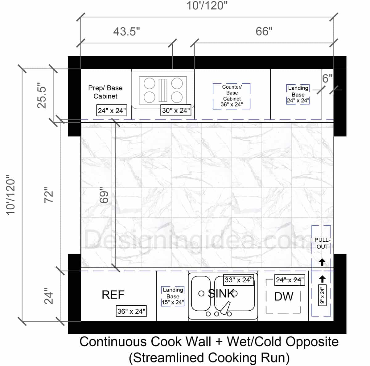 Walk-Through Kitchen Design With Streamlined Cooking Run 
