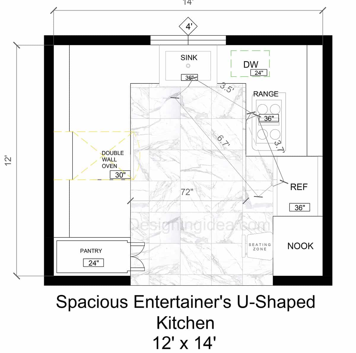 12x14 Spacious Entertainer’s U-Shape Design Kitchen&nbsp;