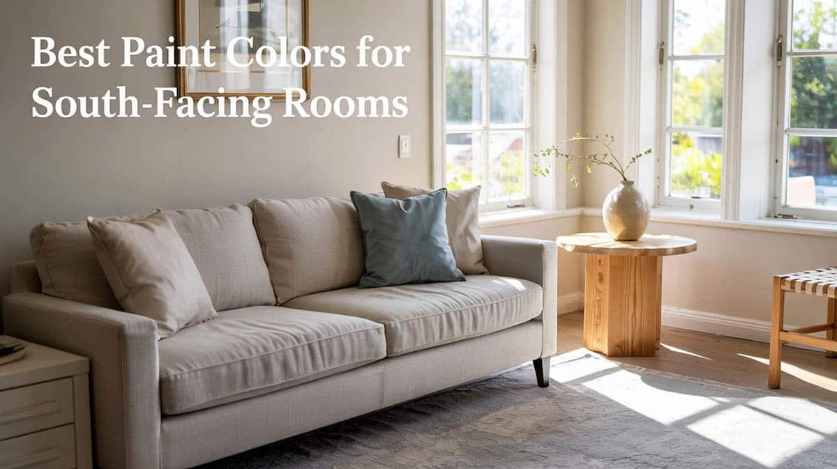 South facing living room with beige painted walls