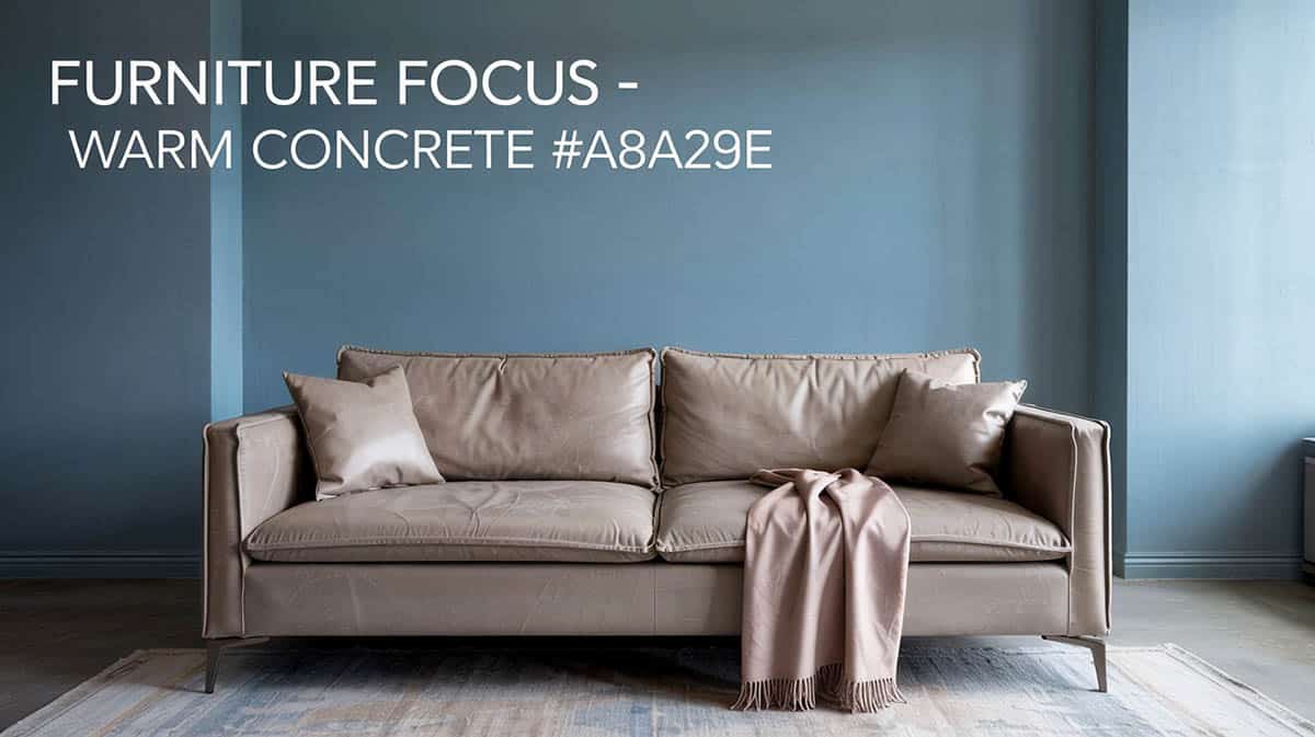 Warm concrete toned sofa with color #A8A29E