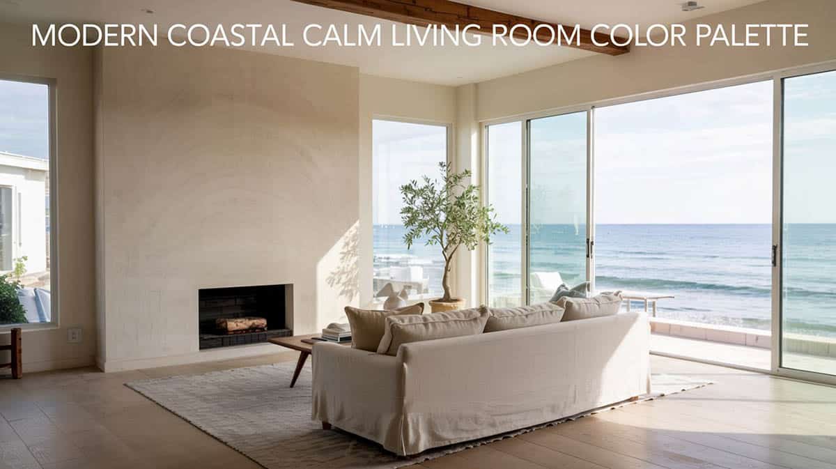 Modern coastal calm living room color palette