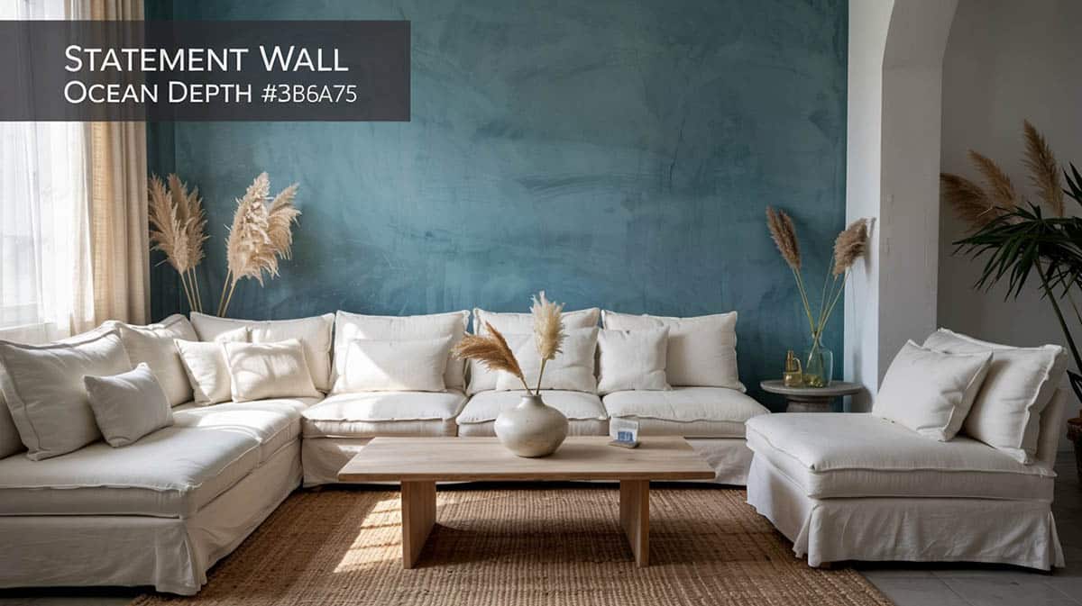 Statement wall Ocean Depth #3B6A75