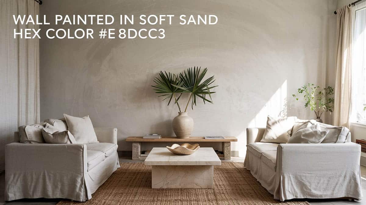 Wall painted in Soft Sand #E8DCC3