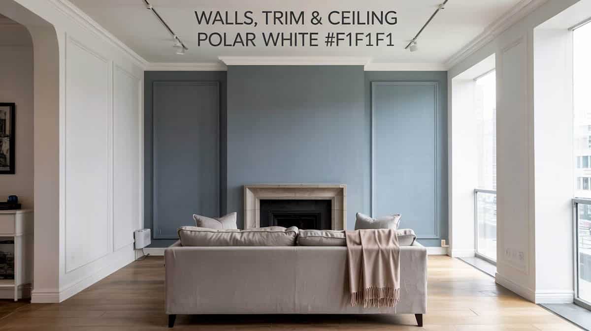 Polar white color for walls, trim and ceiling