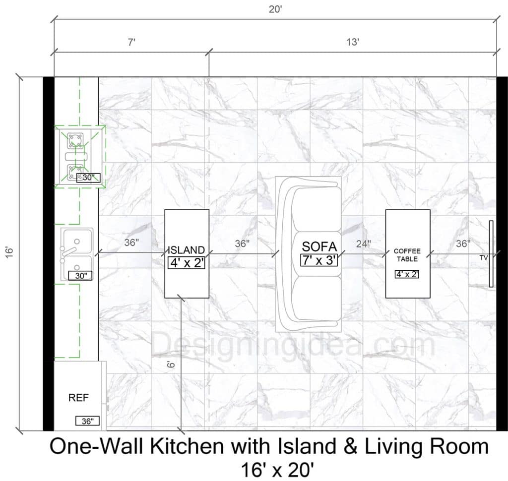 Small Open Concept Kitchen and Living Room Floor Plans