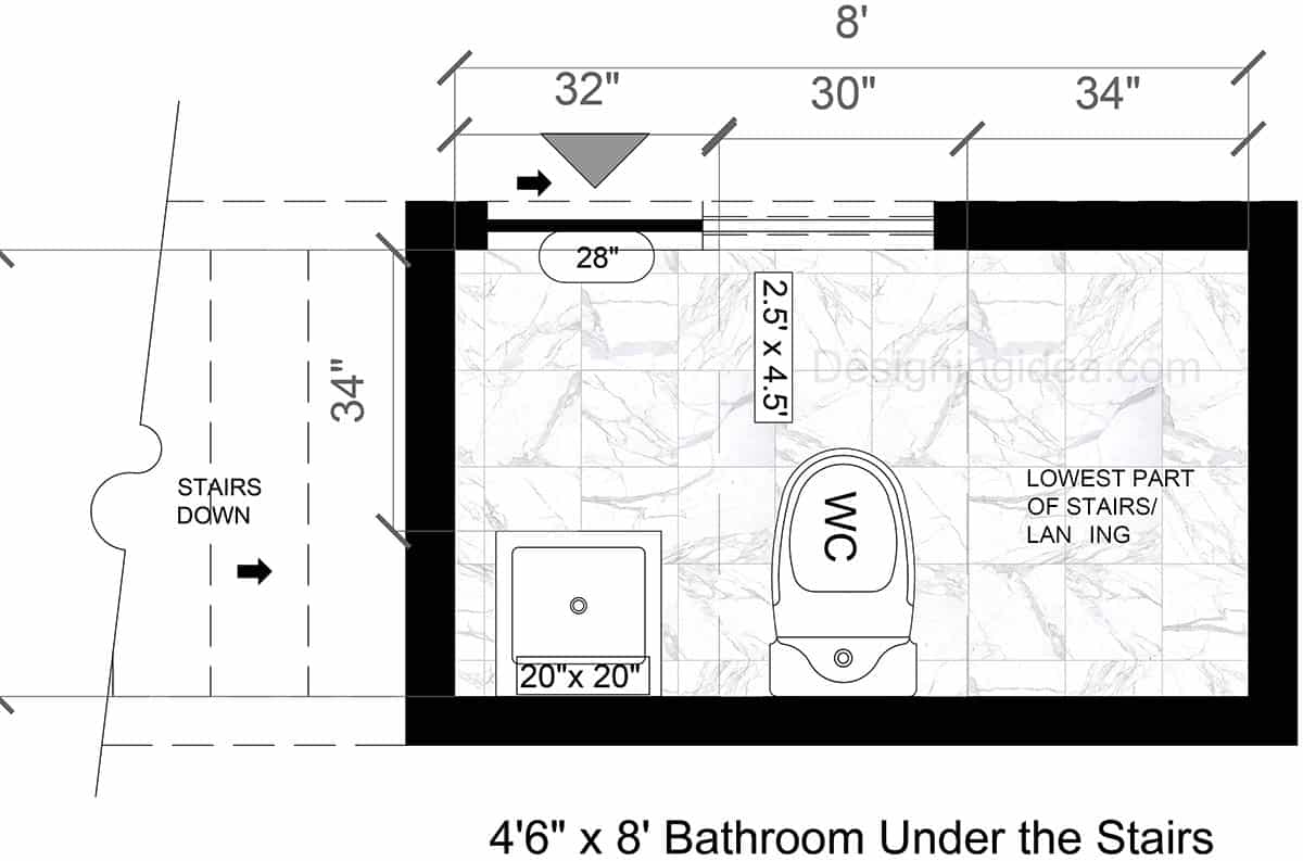 4x8 Basement Bathroom Floor Plan Under The Stairs