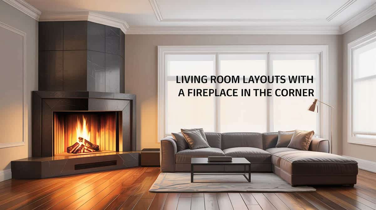 Living spaces with a fireplace design in the corner