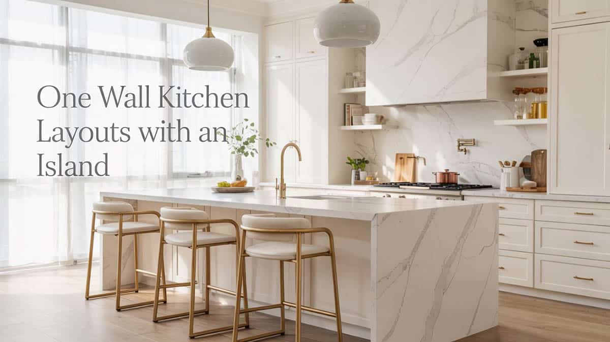 One wall kitchen layout with an island