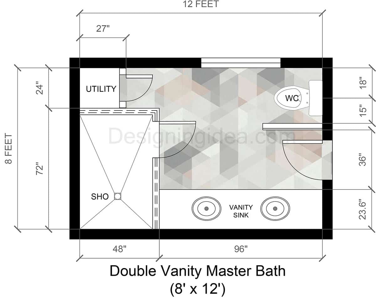 8x12 Double Sink Vanity Master Bath Layout