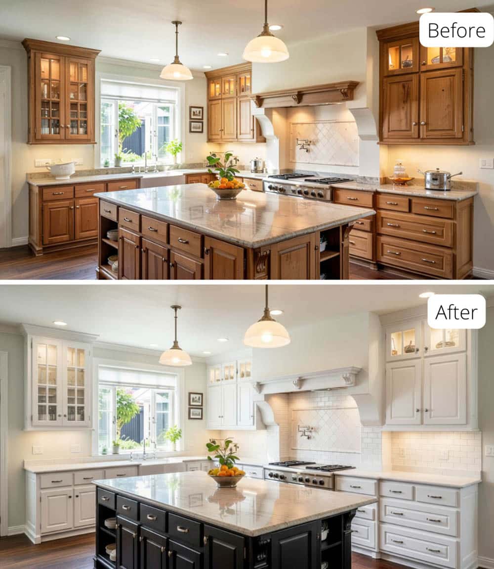 Classic Black & White Kitchen with Chrome Hardware