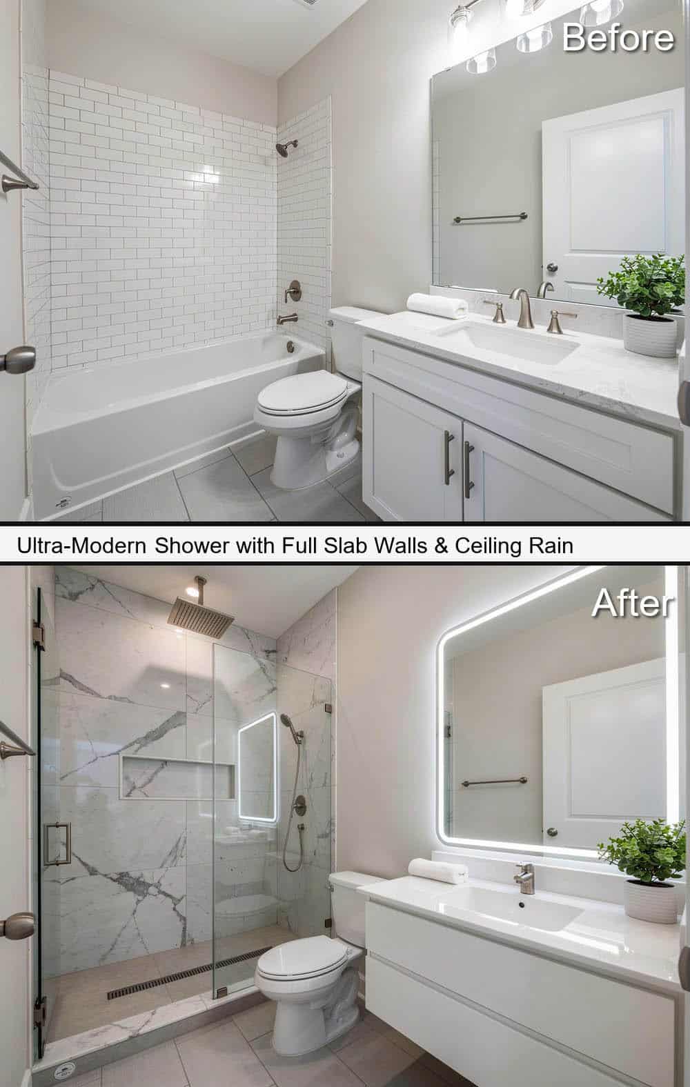 Ultra-Modern Shower with Full Marble Slab Walls&nbsp;