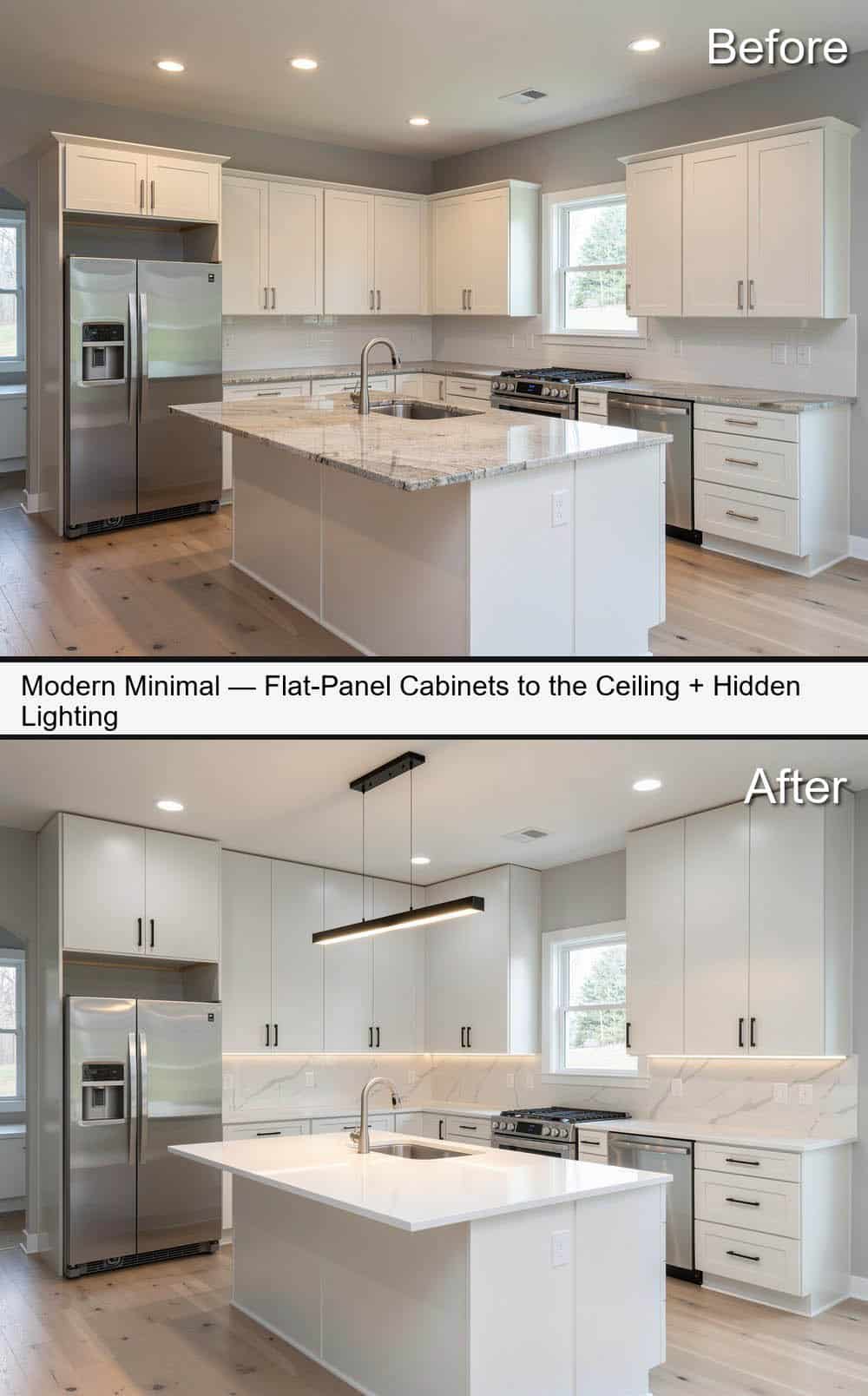 Modern Minimal Kitchen with Flat-Panel Cabinets to the Ceiling&nbsp;