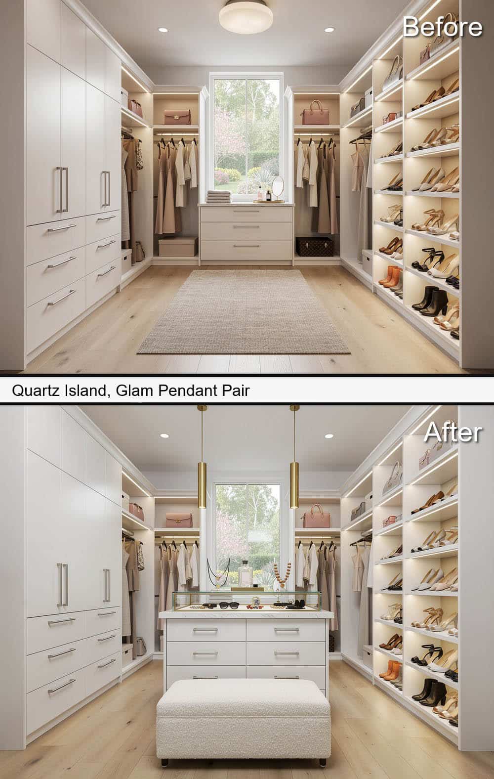 Waterfall Quartz Island & Glam Pendant Pair