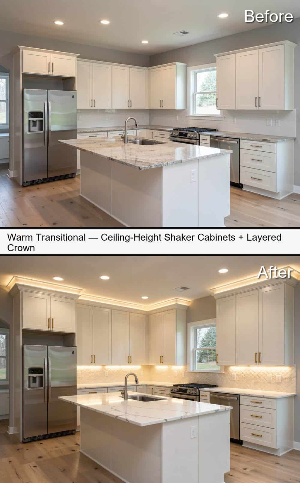 Warm Transitional Kitchen with Full-Height Shaker Cabinets