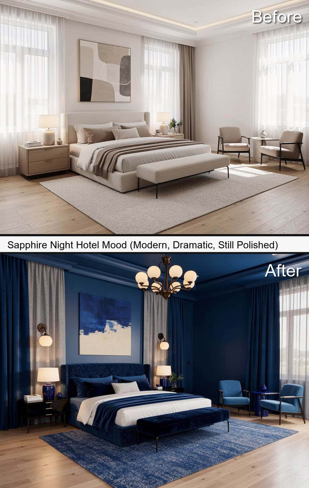 Sapphire Night Hotel Mood (Modern & Dramatic)