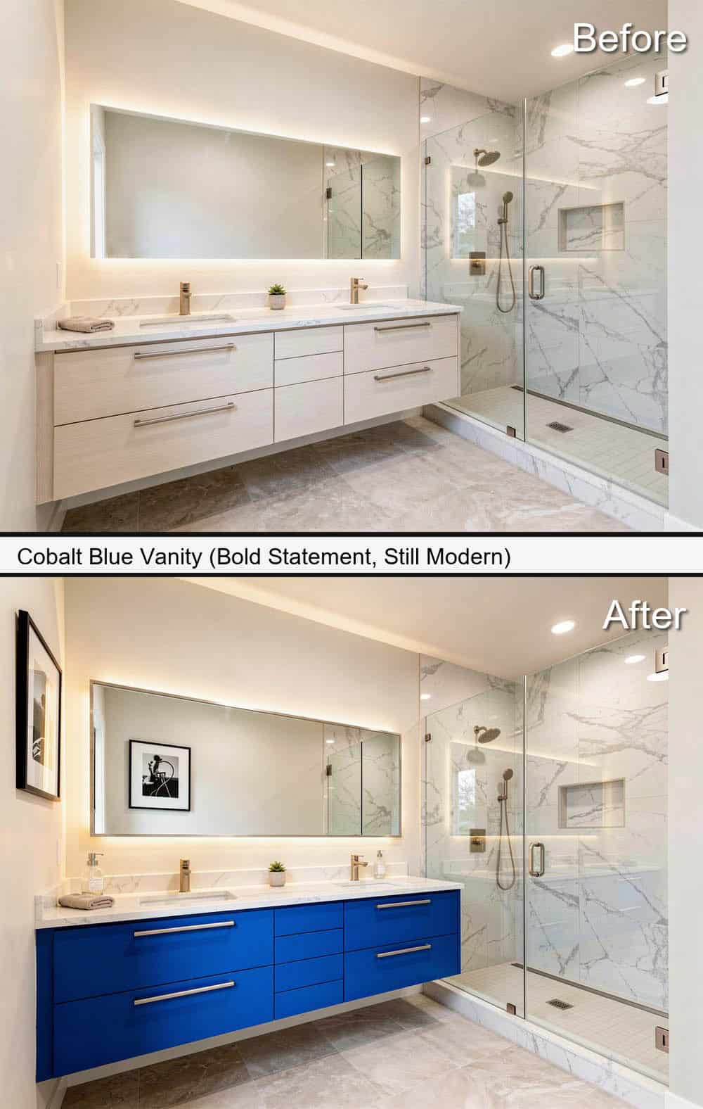 Cobalt Blue Vanity (Bold Statement, Still Modern)
