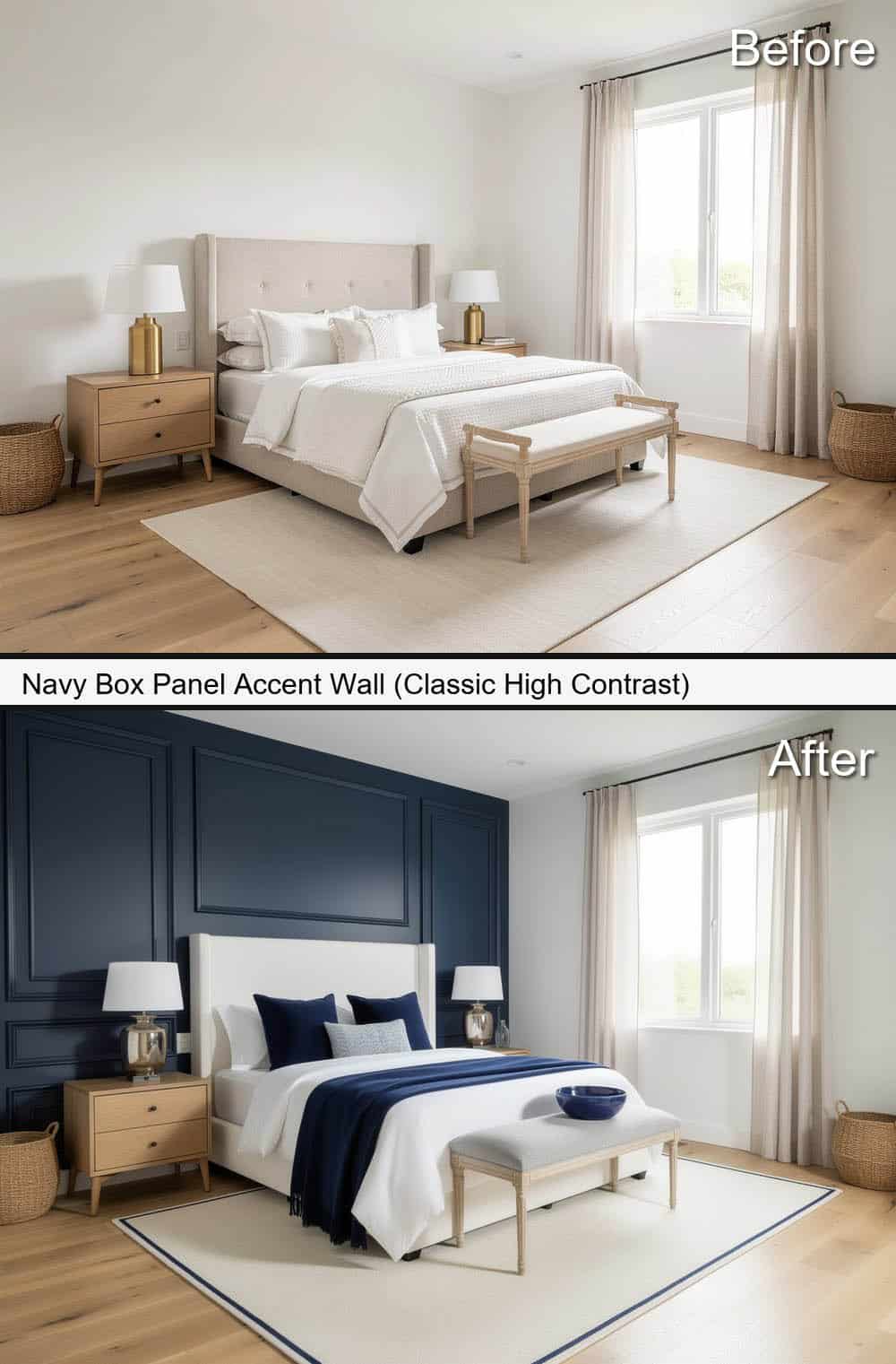 Navy Box Panel Accent-Wall (Classic High Contrast)&nbsp;