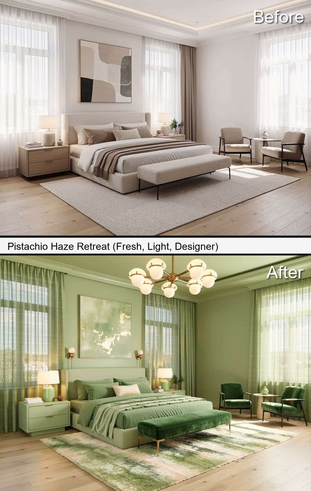 Pistachio Haze Retreat (Fresh & Designer Feel)