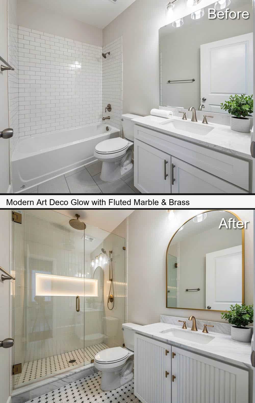 Modern Art Deco Glow with Fluted Marble & Brass