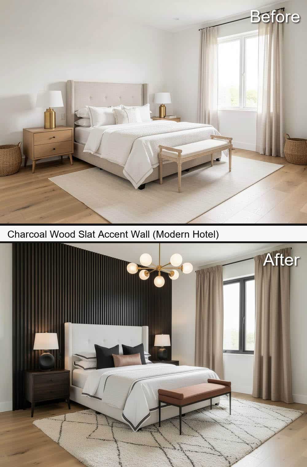 Charcoal Wood Slat Accent-Wall (Modern Hotel)