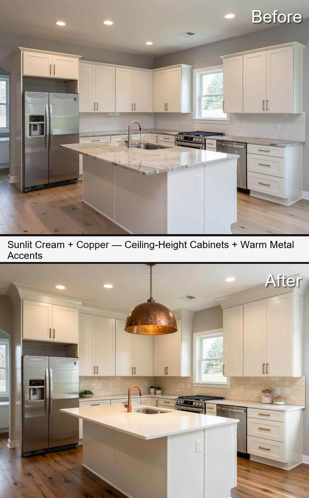 Cream & Copper Warmth with a Big Statement Dome Pendant