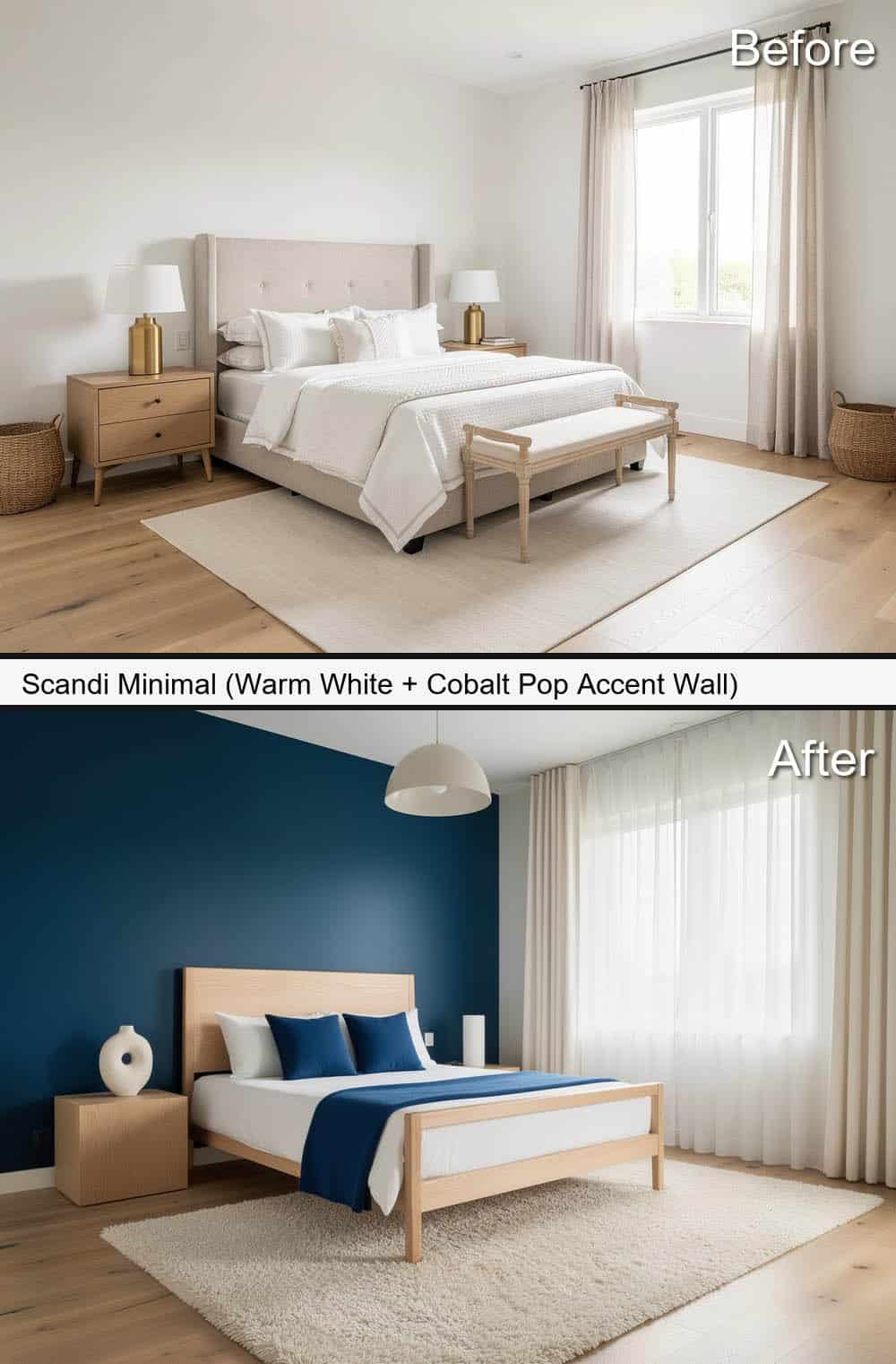 Scandi Minimal (Warm White + Cobalt Pop Accent-Wall)&nbsp;