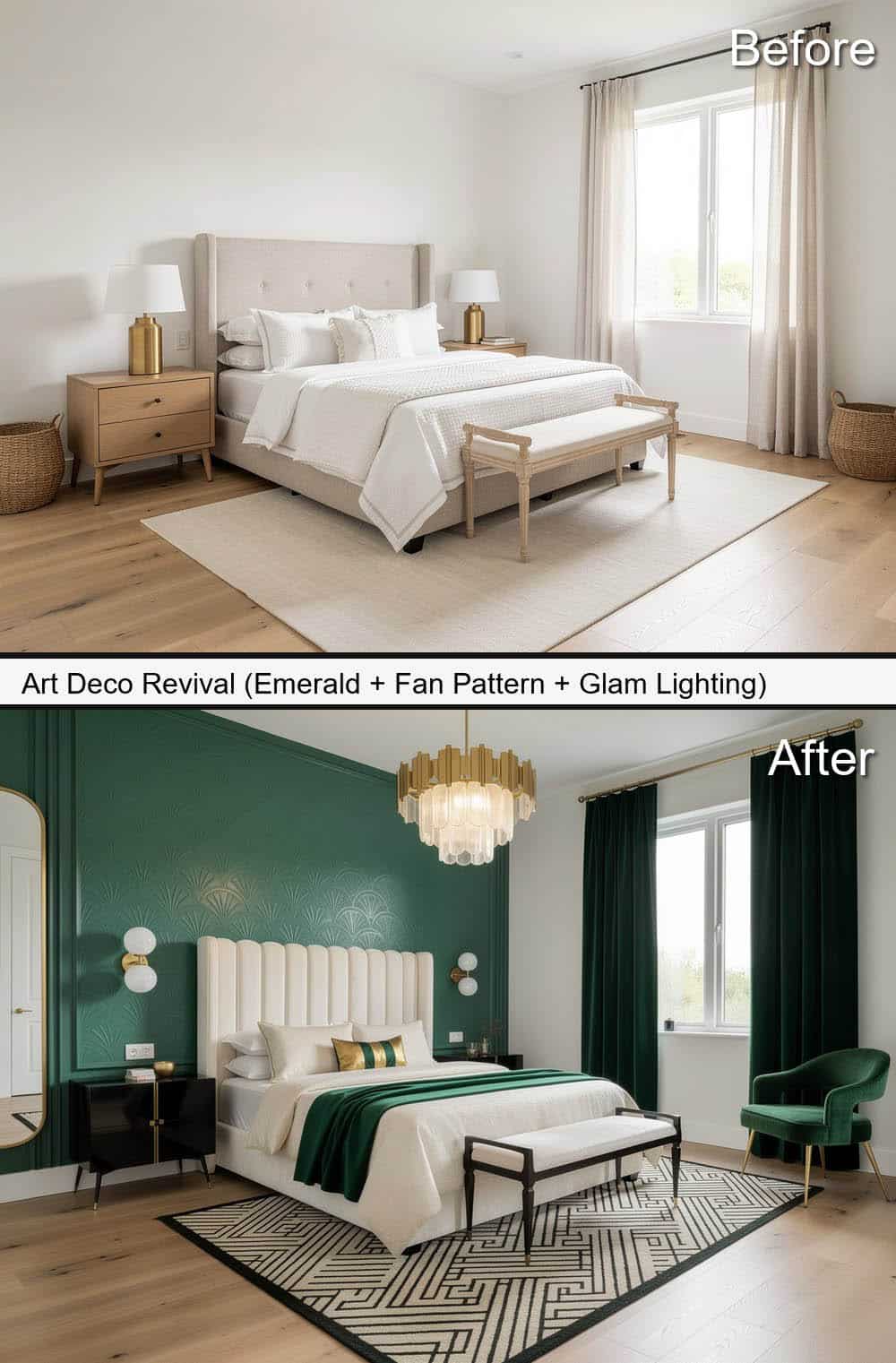 Art Deco Revival (Emerald + Fan Pattern + Glam Lighting)&nbsp;