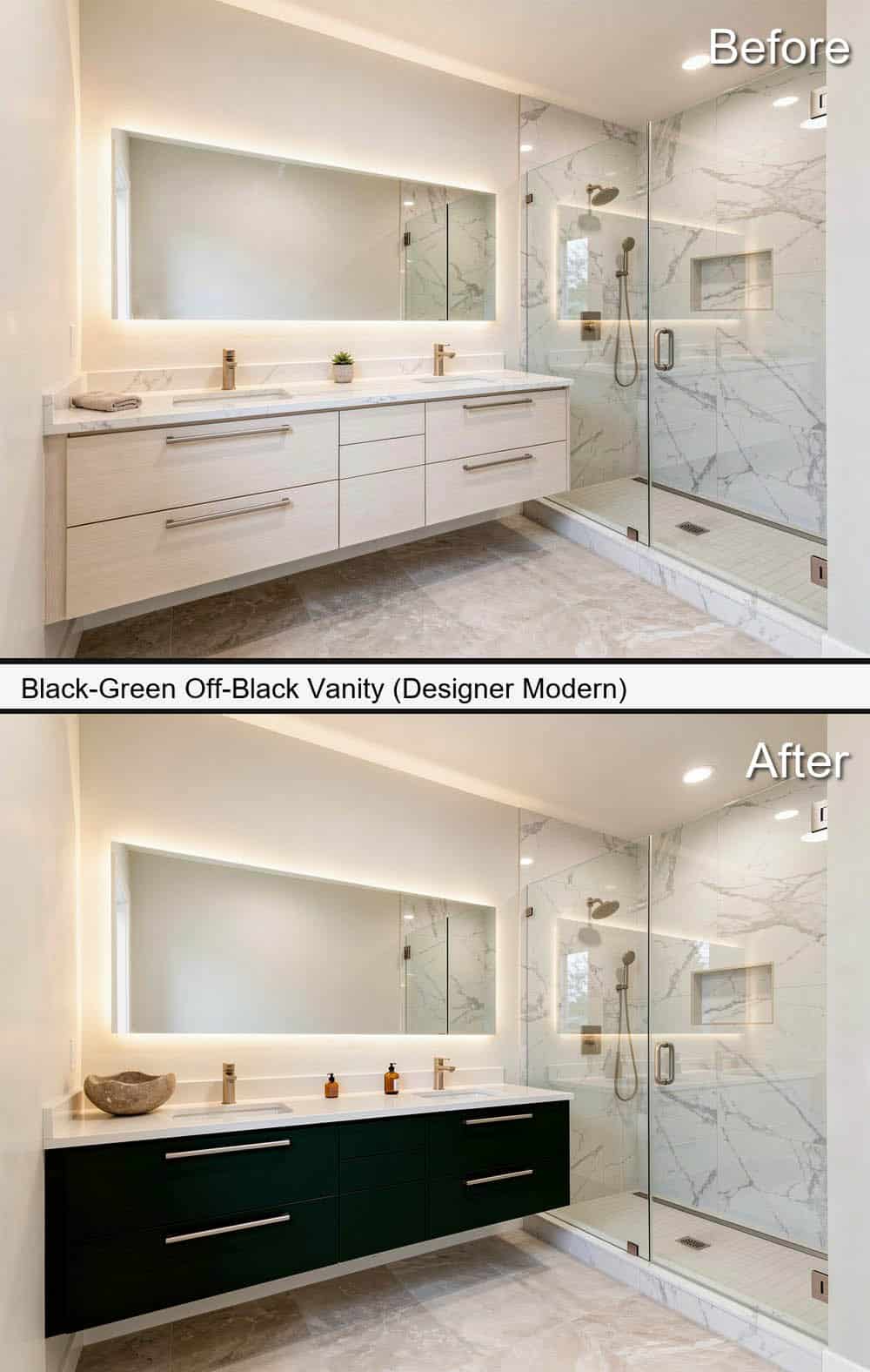 Black-Green Off-Black Vanity (Designer Modern)