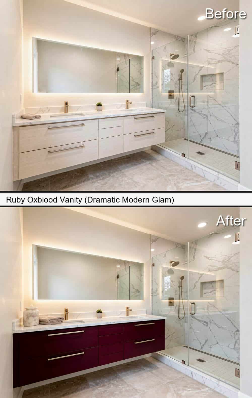 Ruby Oxblood Vanity, Dramatic Modern Glam