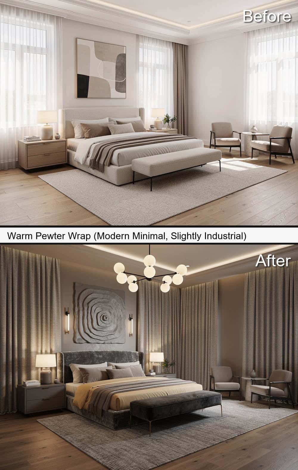 Warm Pewter Wrap (Modern Minimal & Slightly Industrial)