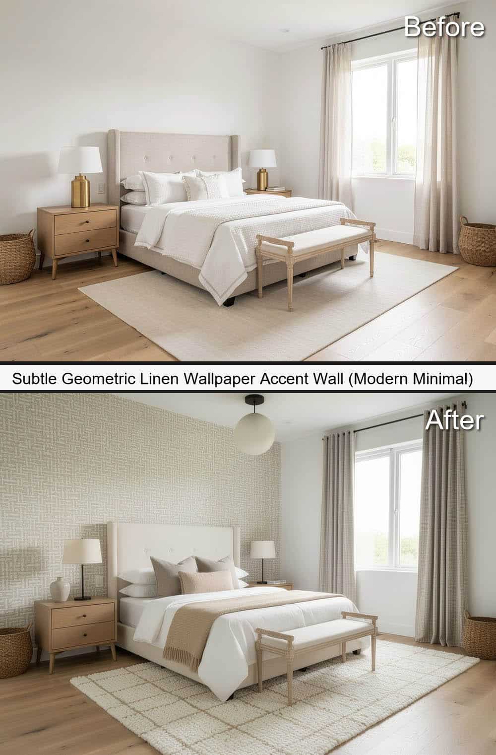 Subtle Geometric Linen Wallpaper Accent-Wall (Modern Minimal)&nbsp;