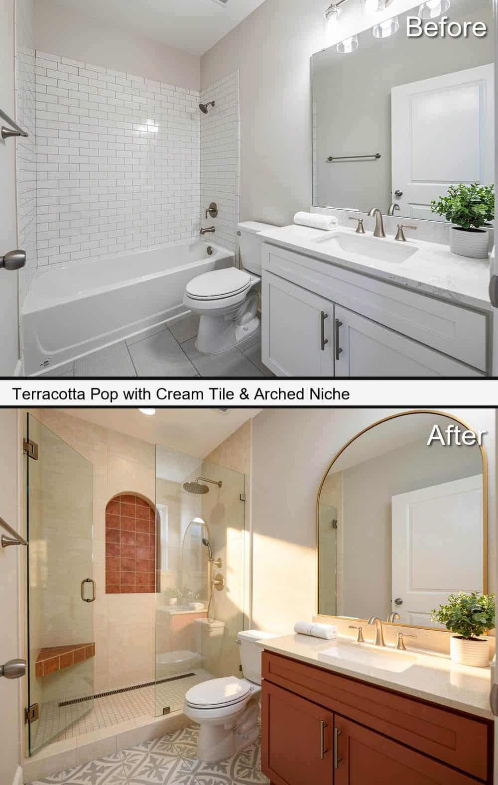 Terracotta Pop with Cream Tile & Arched Niche