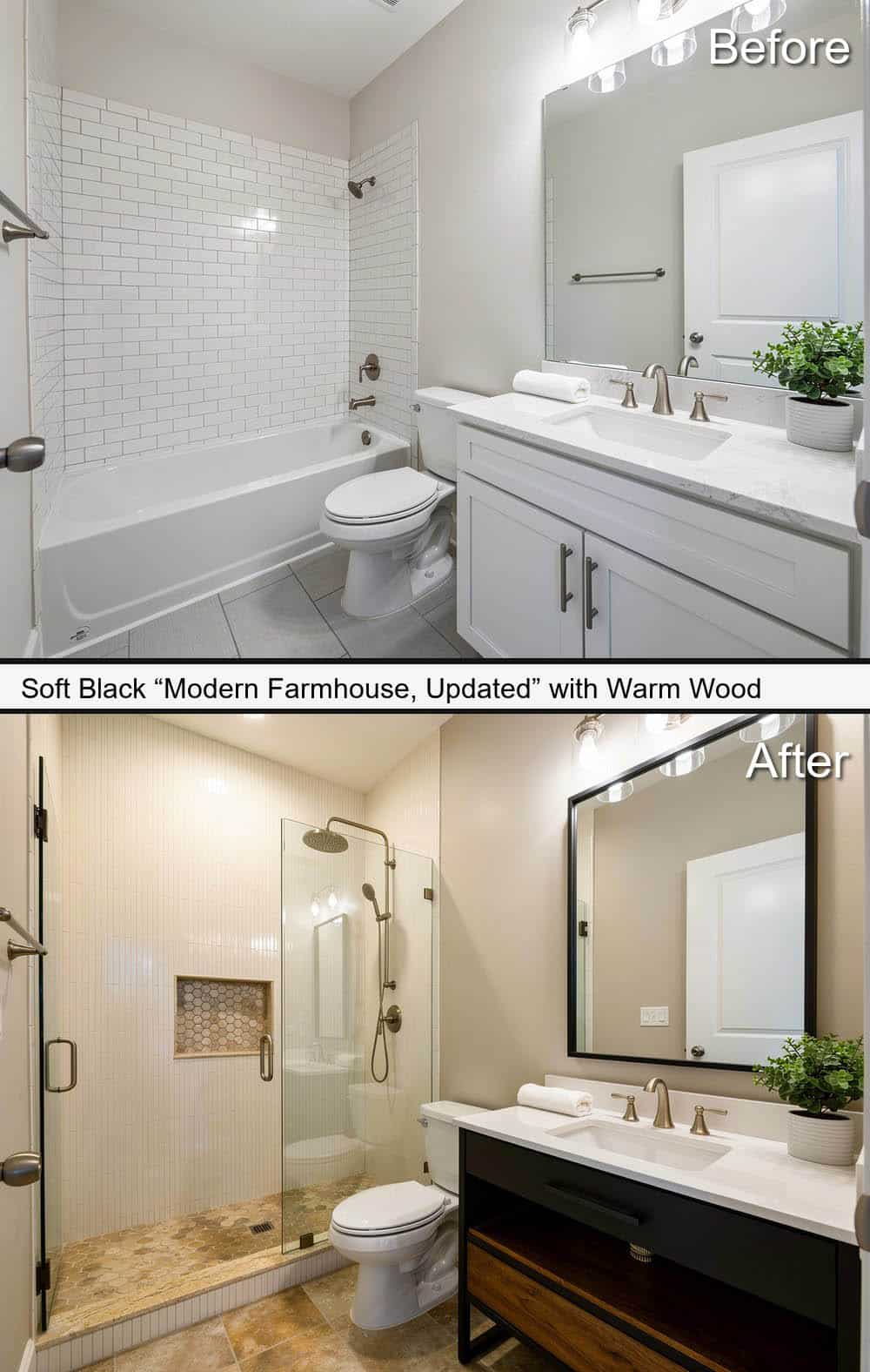 Soft Black Modern Farmhouse with Warm Wood