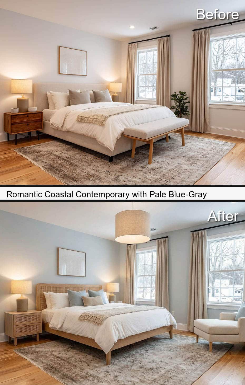 Romance-Inspired Coastal Contemporary with Pale Blue-Gray