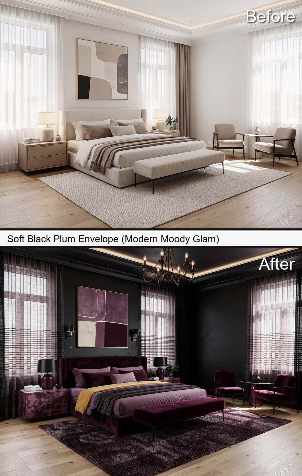 Soft Black Plum Envelope (Modern Moody Glam)