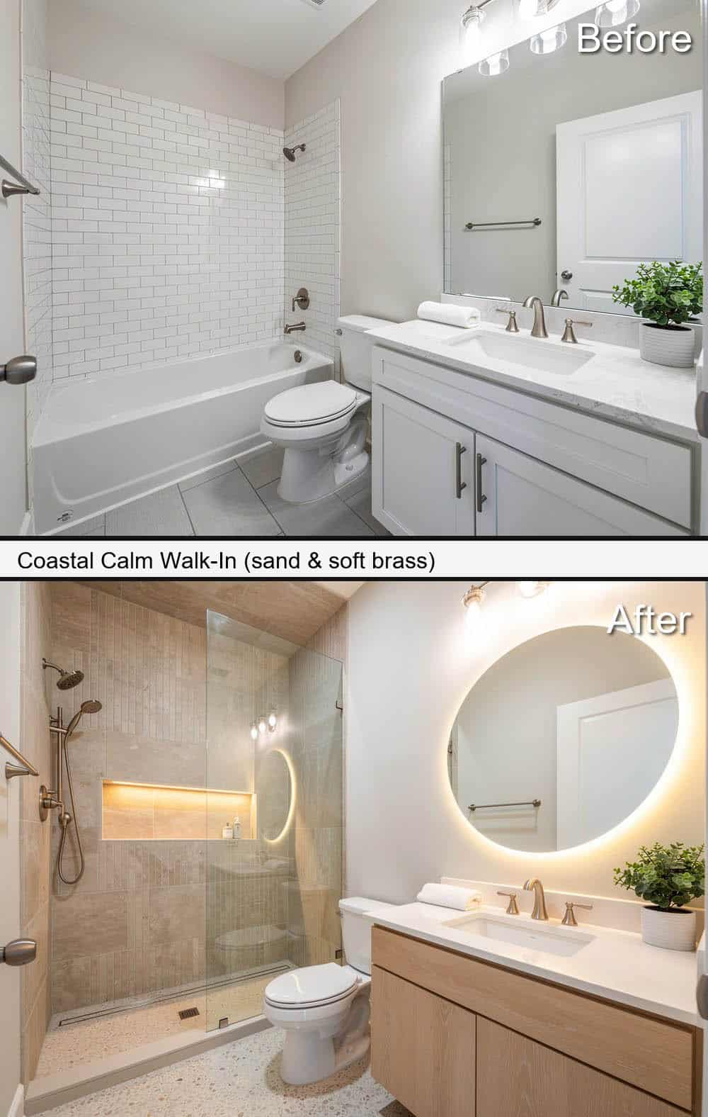 Coastal Calm Walk-In with Sand & Soft Brass Hardware