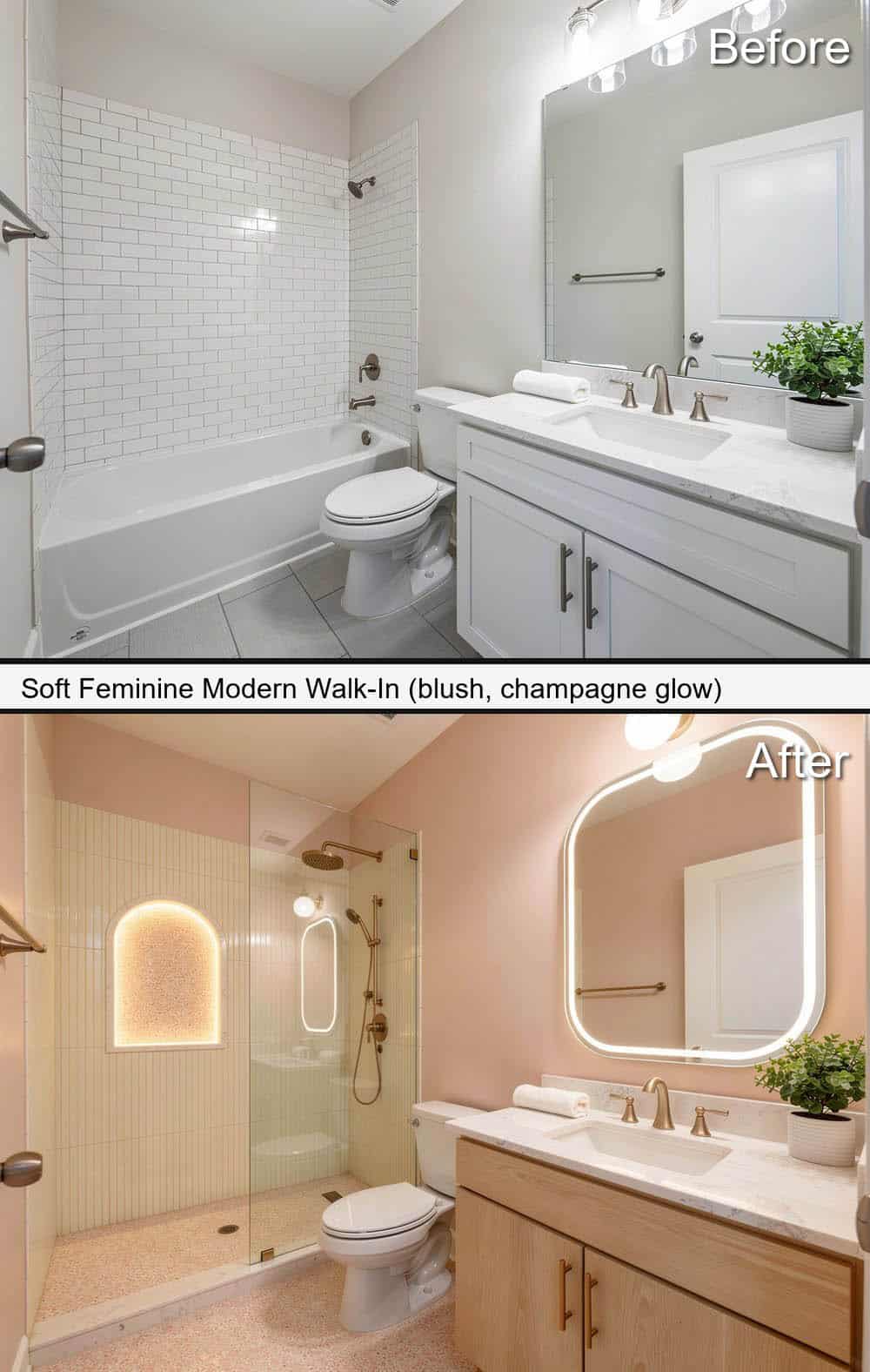 Soft Feminine Modern Walk-In With a Champagne Glow