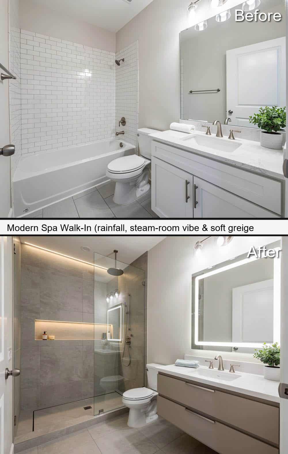 Modern Spa Bathroom with Walk-In and Rainfall Showerhead