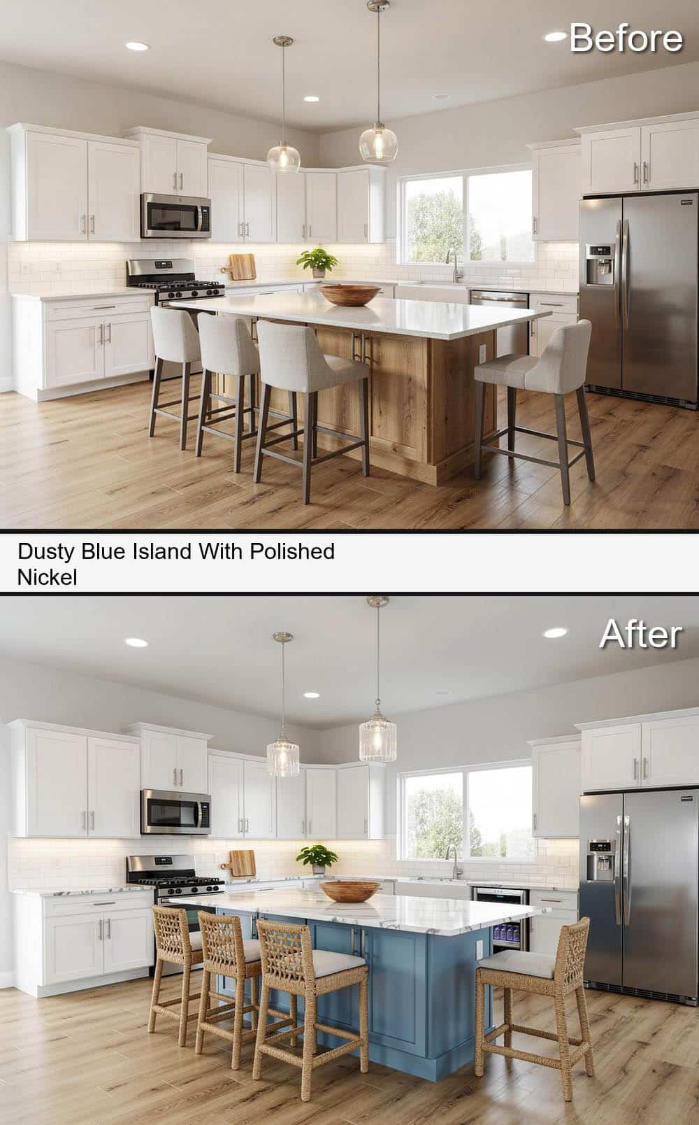 Dusty Blue Island With Polished Nickel&nbsp;Pendants