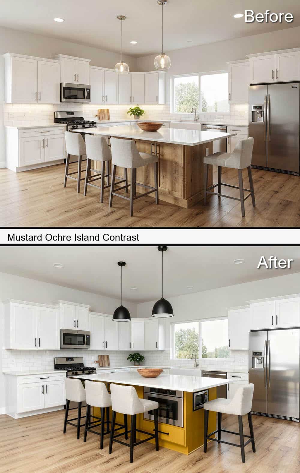 Mustard Ochre Island Contrast&nbsp;with Black Pendants