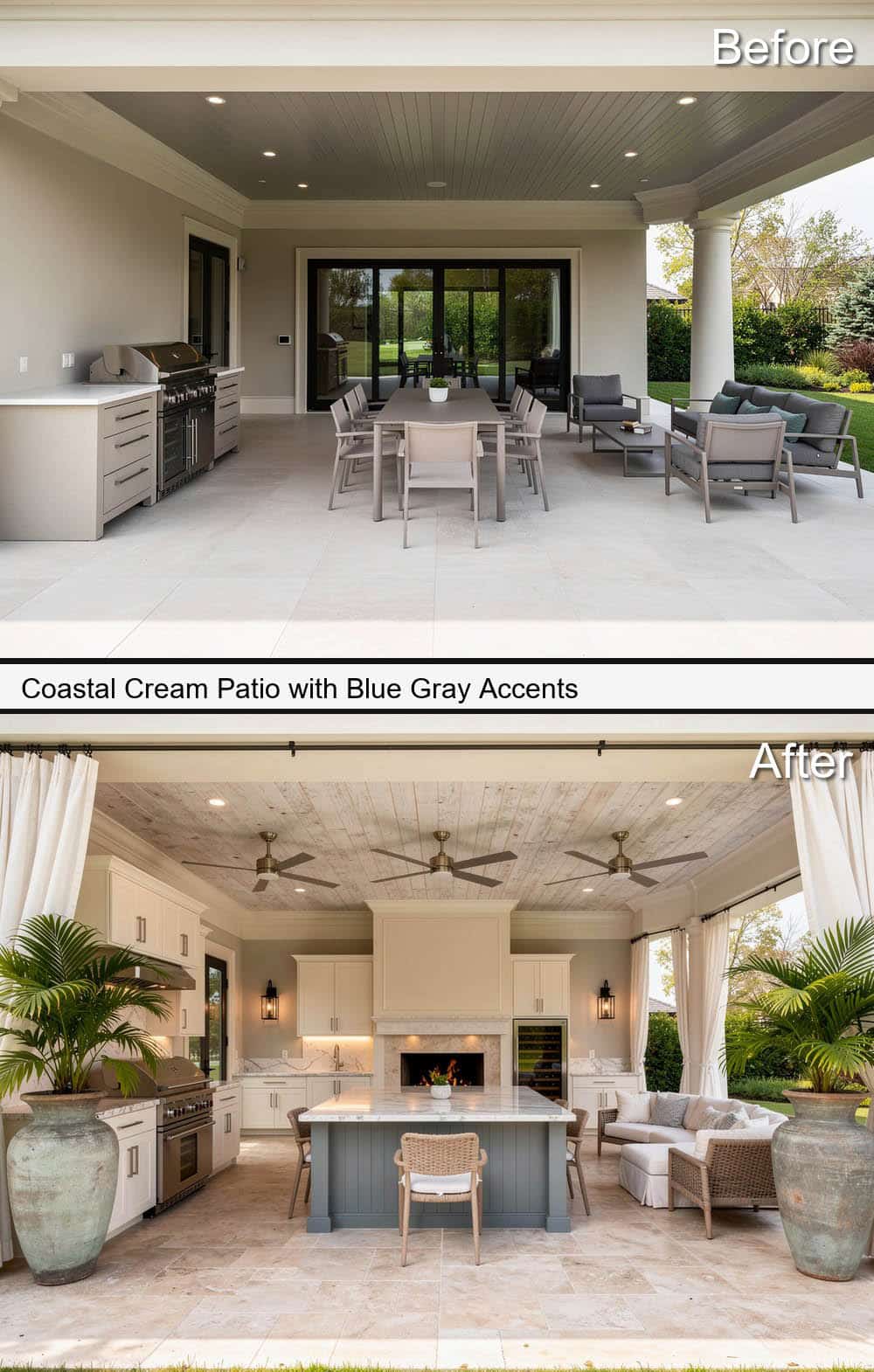 Coastal Cream Patio with Blue Gray Accents