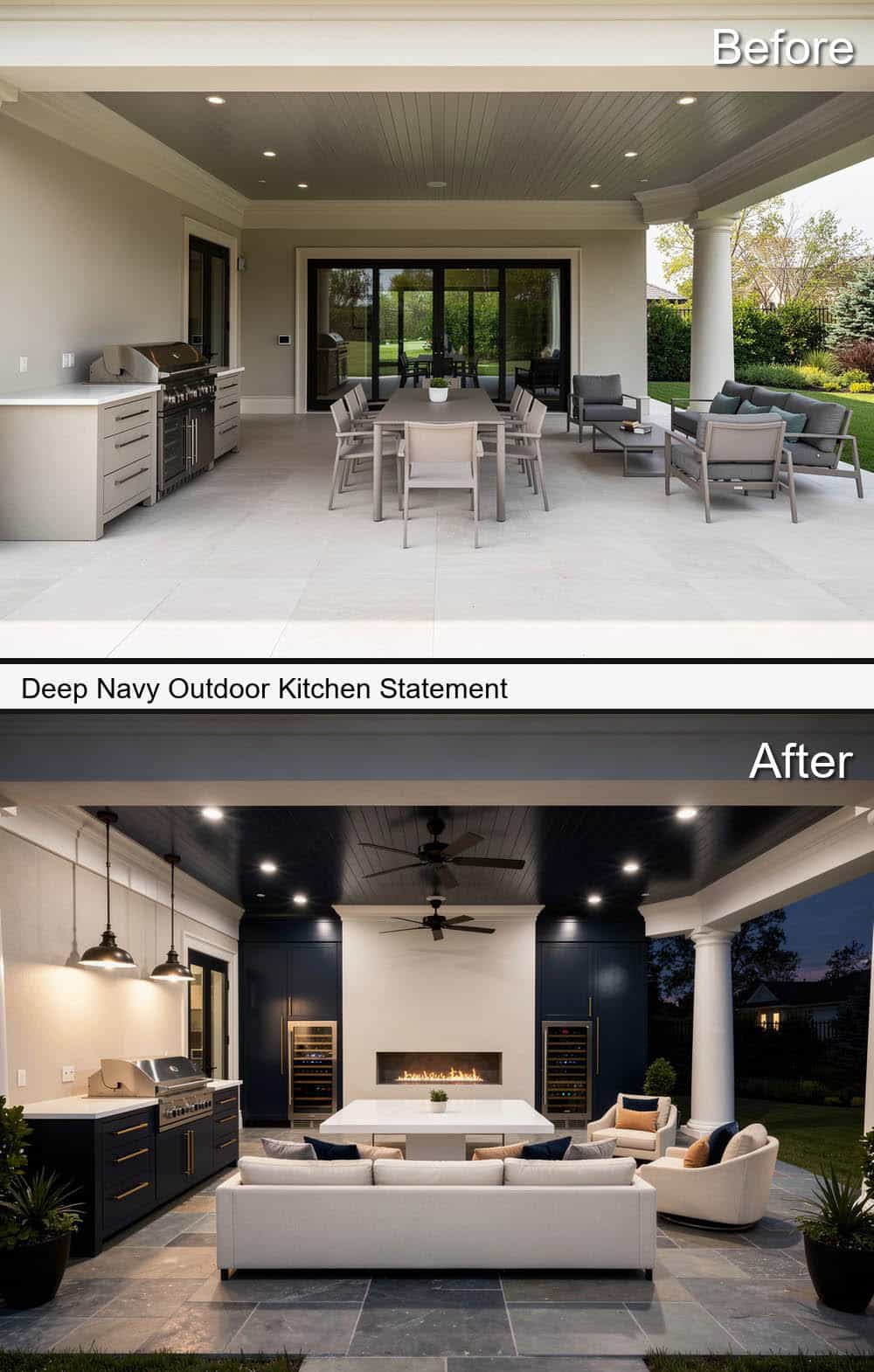 Deep Navy Outdoor Kitchen Statement