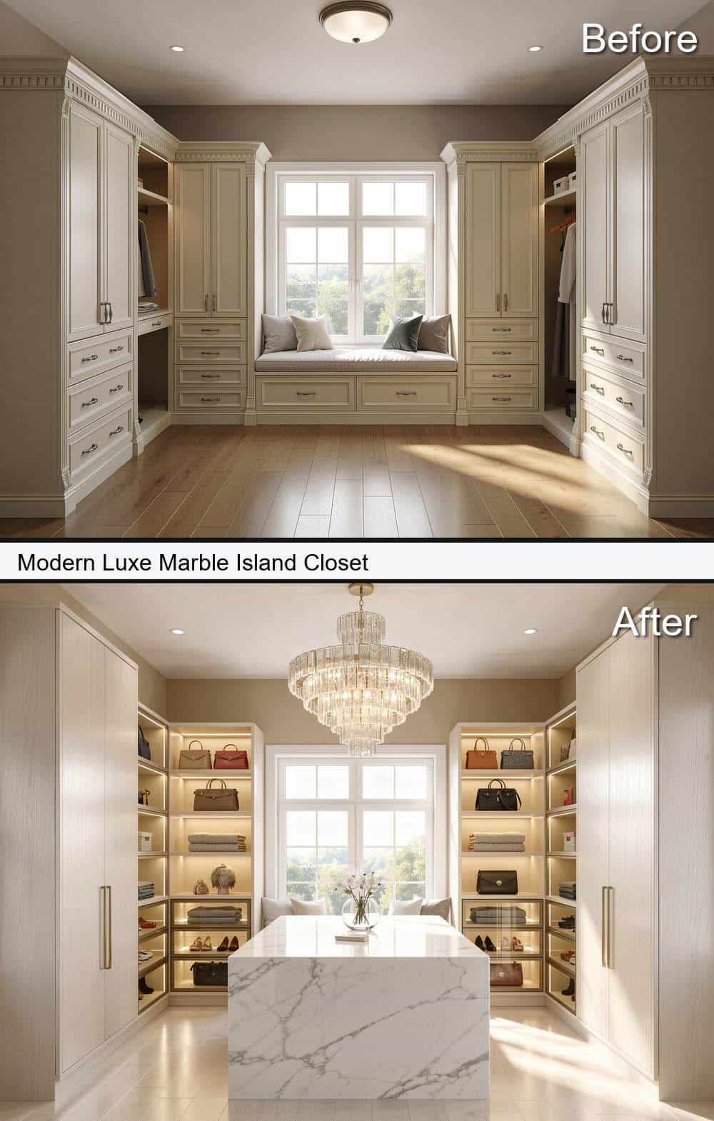 Modern Luxe Marble Island Closet