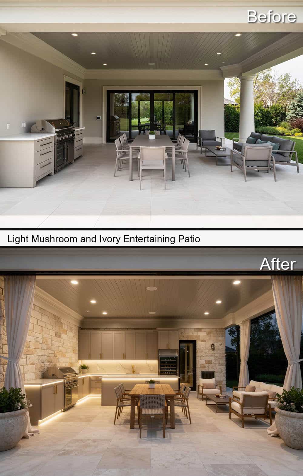 Light Mushroom and Ivory Entertaining Patio
