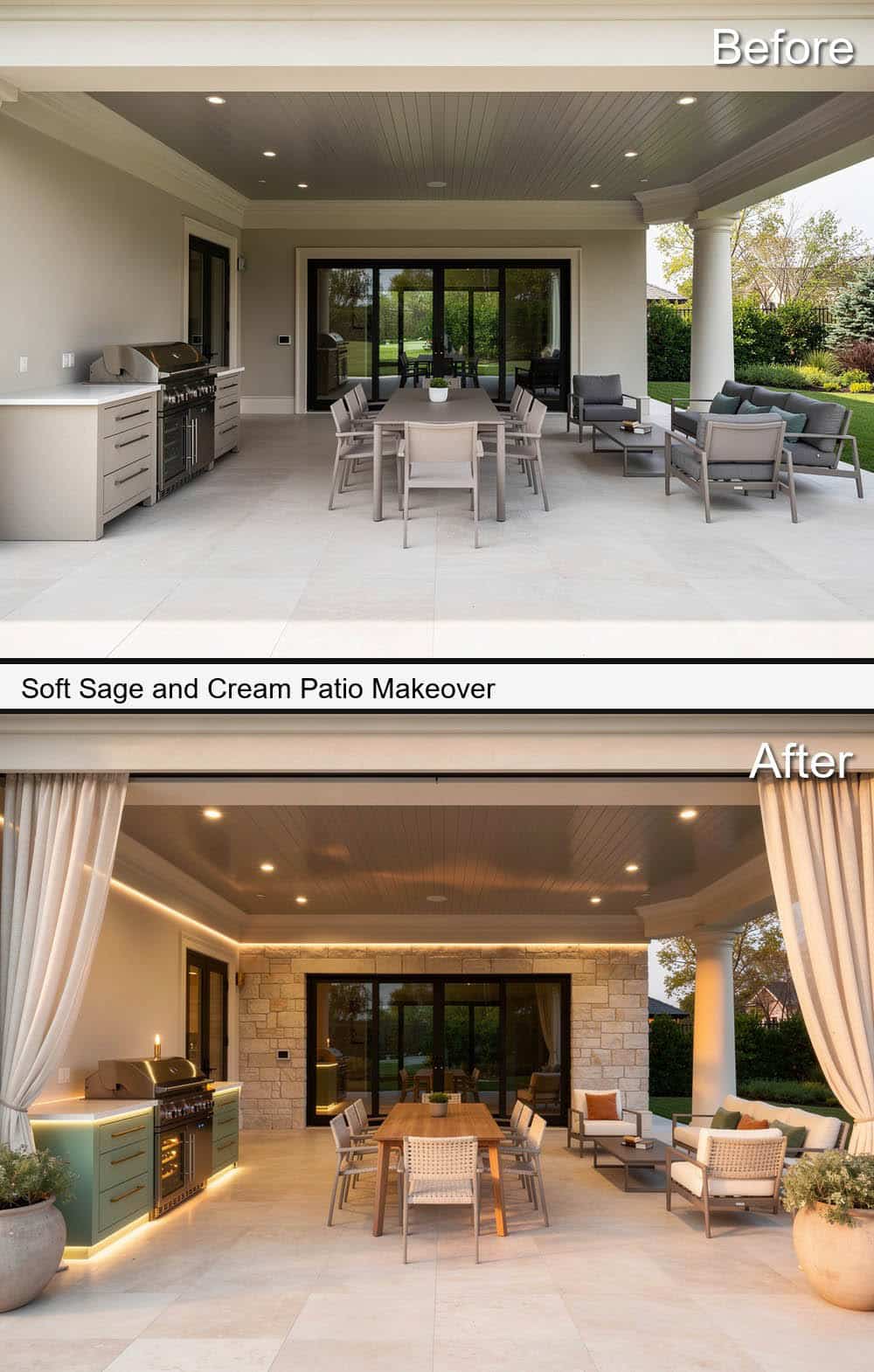 Soft Sage and Cream Patio Makeover