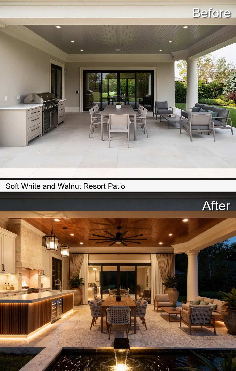 Soft White and Walnut Resort Patio